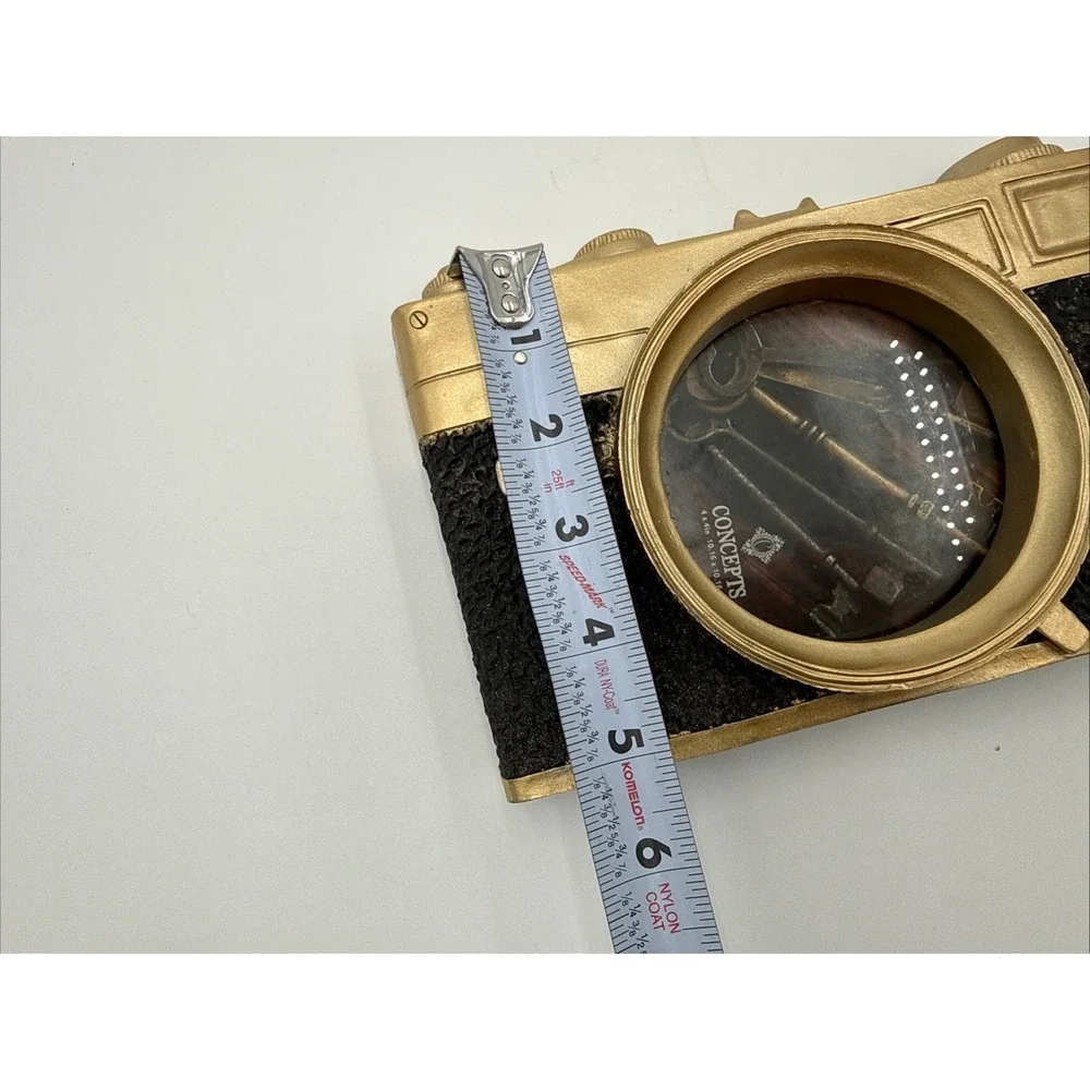 Concepts In Time Camera Photo Frame 4x4 Y2K Industrial Steampunk Gold Black